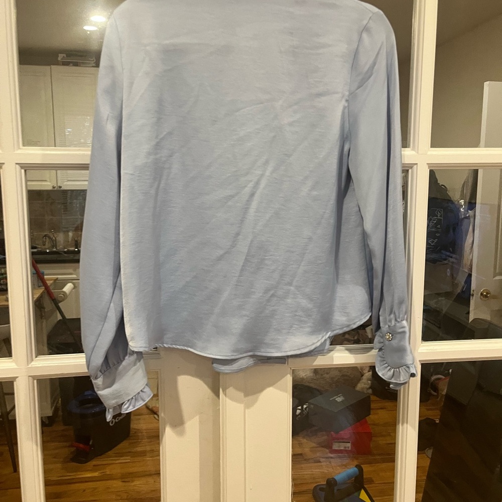 Zara Light Blue Ruffled Blouse - Picture 2 of 4
